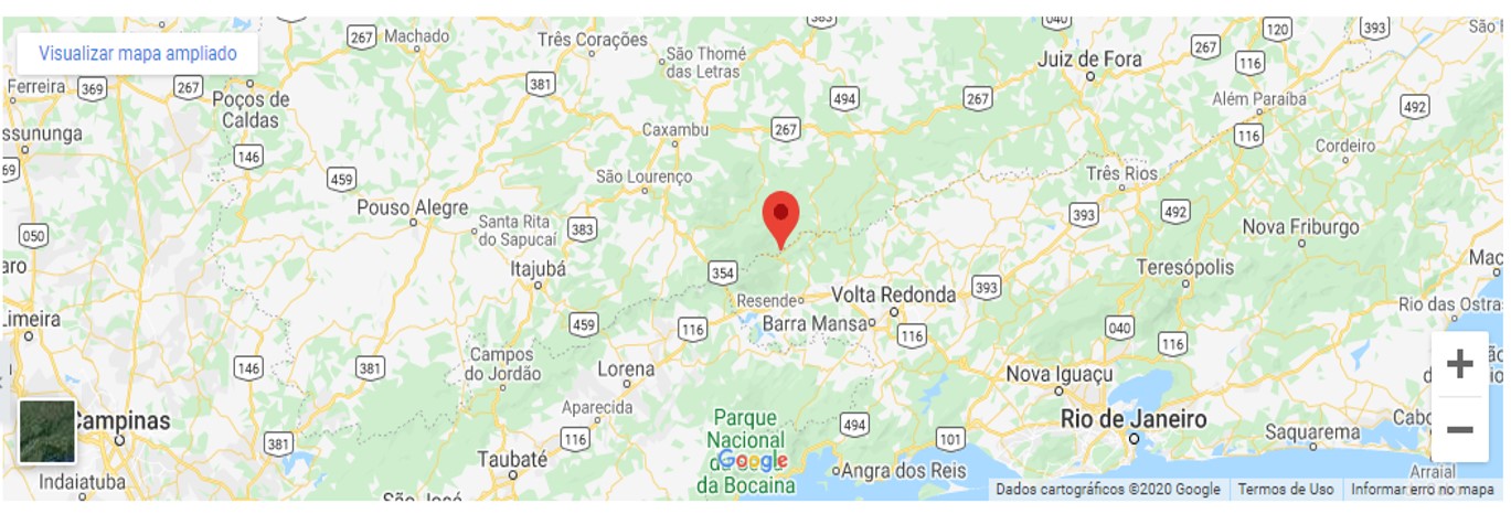 Mapa da região de Visconde de Mauá